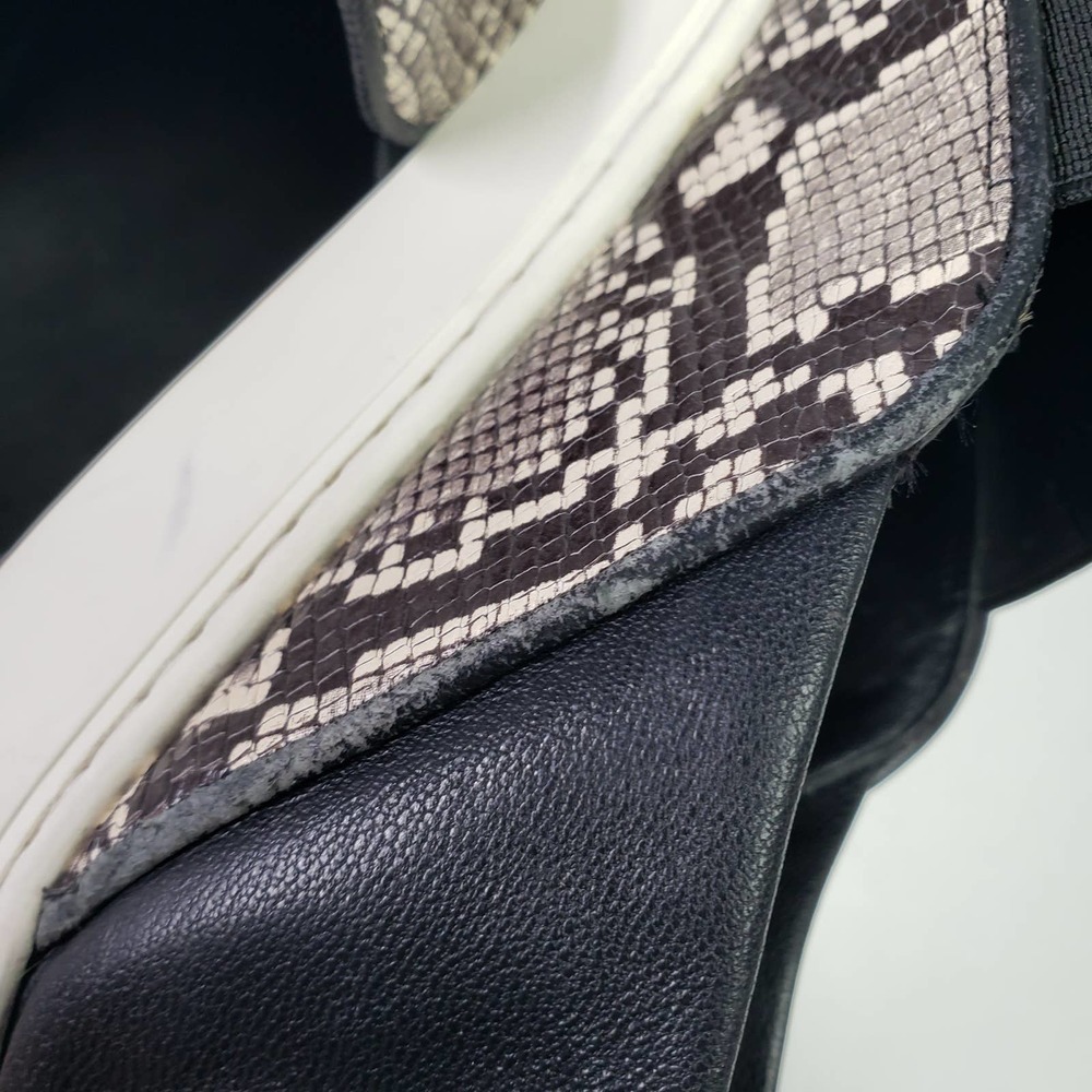 Vince Garvey Slip On Leather Snake Print Shoes Women's 9.5 Black Grey Ivory - Picture 10 of 12